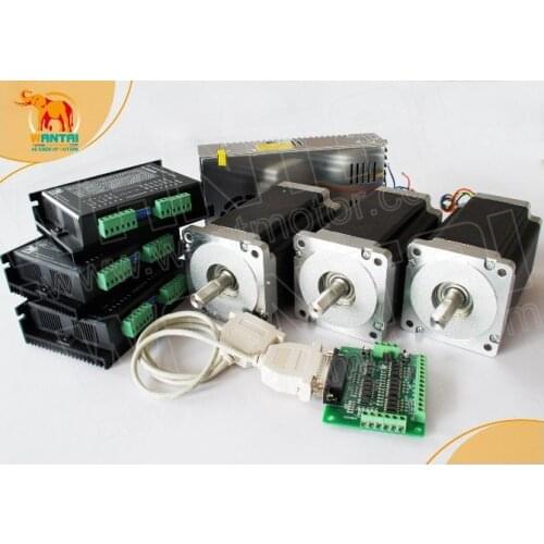 Great Kit! Wantai 3 Axis Nema34 Stepper Motor 85BYGH450C-012 1600oz-in+Driver DQ860MA 80V 7.8A 256 Micro+2PCS Power Supply 48V