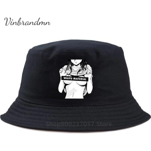 Waifu Material Ahegao Panama Bucket Hat Otaku Lewd Girl Anime Ahegao Japan Ochaco Uraraka Gorros Fishing Fisherman Hat