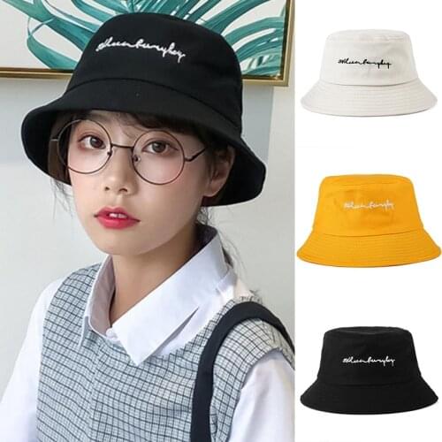 Uniesx Bucket Hat Women English Letters Cotton Reversible Sun Protection Cap Mens Panama Hat Fisherman Hats
