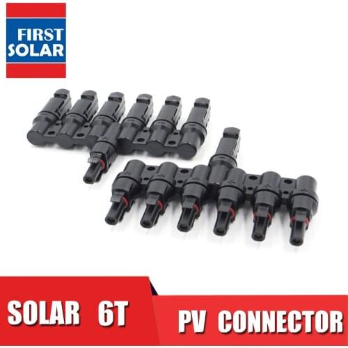 1pair x PV 6T 1 to 6 in Branch parallel connection 30A 1000V Electrical Solar Connector Photovoltaic Panel Cable Wire Connect