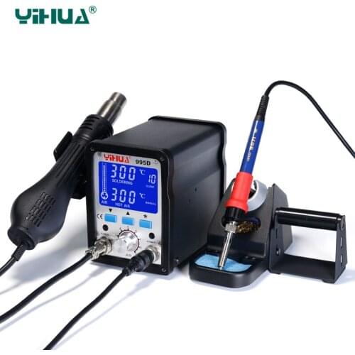 Upgrade Vision Hot Air Gun Soldering Station With Imported Soldering Iron 2 in 1 YIHUA 995D Rework Station For Phone Repair Tool