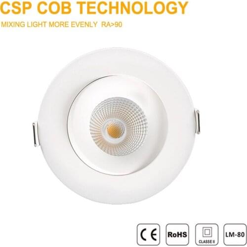 7W CCT Ceiling Recessed Spotlight 220V 360° Adjustable Tri-color CCT Dimmable LED Downlight GSP COB Tech 90Ra Spot Lamp Hole D85
