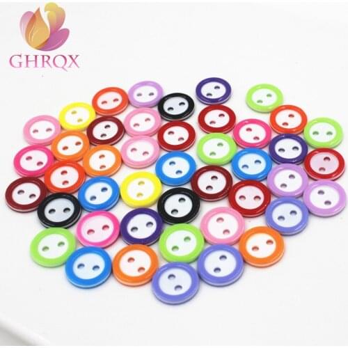Colorful stripes Childrens buttons Mixed color Round Shape 2 Hole Resin Button DIY Clothing Accessories wholesale 50 pcs