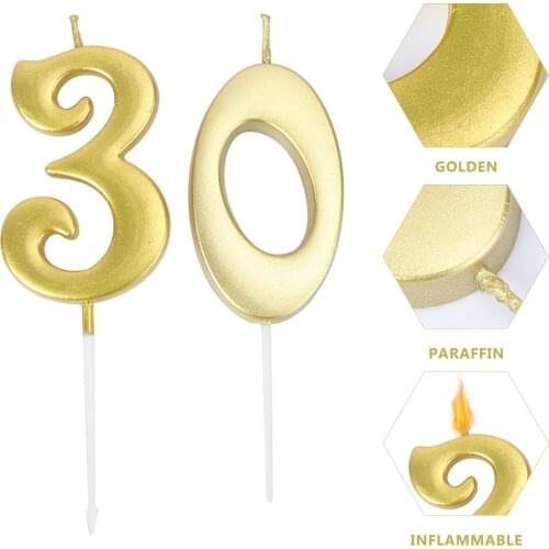 2pcs 30 Birthday Candle Number Age Decoration Birthday Cake Topper Candles Birthday Cake Decoration Party Supplies