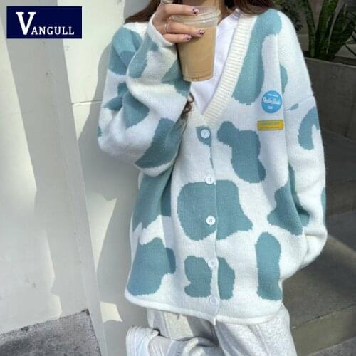 Vangull Cardigan Women Autumn Coat y2k Sweater Tops Fashion Oversize Cardigans Streetwear Buttons knitted Long Sleeve Sweater