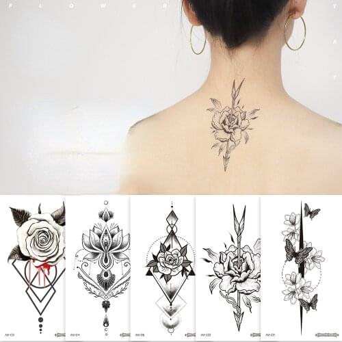 Waterproof Temporary Tattoos for Women Body Art Painting Flowers Rose Butterfly Fake Flash Tattoo Stickers Femme Arm Chest Back