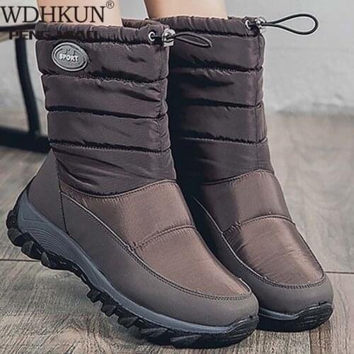 2021 Womens Shoes Waterproof Winter Boots Women Keep Warm Female Elastic Band Platform Boots Fashion Ladies Womens Warm Shoes