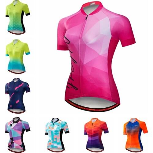 Cycling Jersey Women Short Sleeve Riding Team Ropa Ciclismo Biking Jersey Shirt Top MTB Pink Maillot Bicycle Clothing