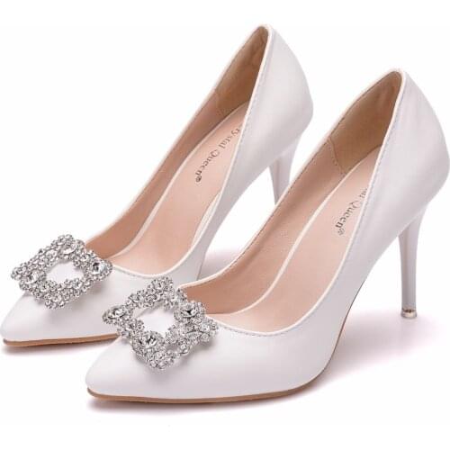 Crystal Queen Women Pumps Rhinestone decoration Elegant High Heel 9 CM Women' Pumps Pointed Toe Ladies Shoes Woman Heels