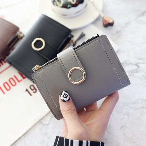 Women Short Wallet Circular Hasp Small Zipper Coin Purse Female Mini Money Bag Credit Card Holder Students Simple Wallets