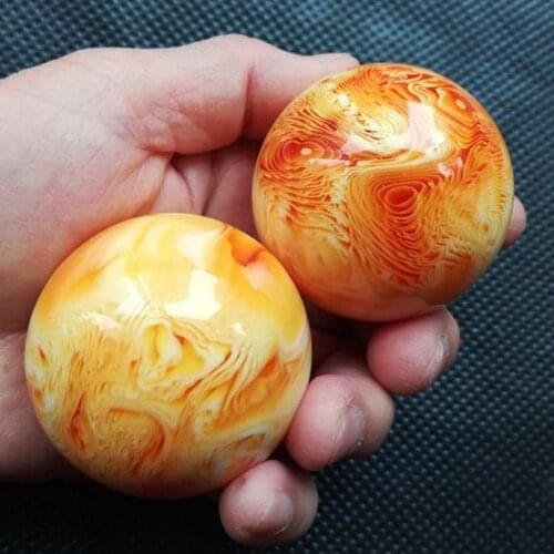 1Pc 50mm Natural Art Amber Beeswax Baixueshan Ball massage and fitness handball health Crystal elderly Sphere Middle-aged O2T2