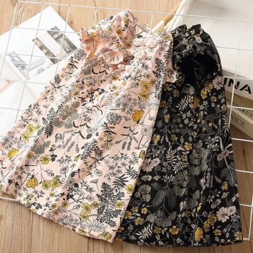 2021 Summer Girls Dresses Children Clothes Baby Girls Vest Dress Kids Flower Printing Dress Baby Girls Dress Girls Outwear M16