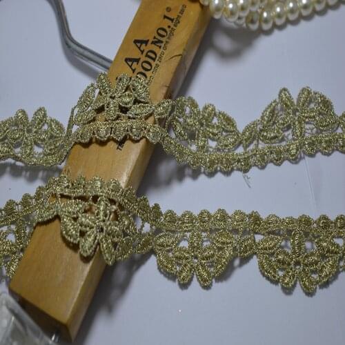 Free shiping 3cm width(5yds/lot) golden grid watersoluble Embroidery lace trim for garments and wedding decoration-2016618G8
