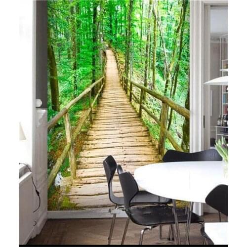 3d room custom photo nature forest wood bridge home decoration wallpaper TV sofa expand space mural any size