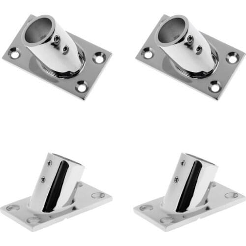 4 Marine Stainless Steel Deck Handrail Pulpit Base 60 Deg For 7/8' & 1'' Tube