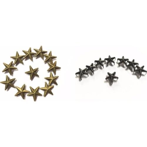 50 Pcs 2 Color Mixed Star Studs Metal Claw Beads Nailhead Punk Rivets With Spikes (10 mm)