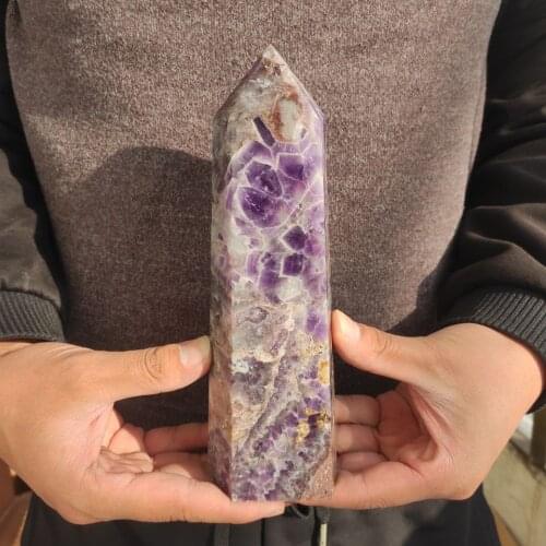 800-1kg Natural Dream Amethyst Quartz Obelisk Crystal Wand Point Healing Fengshui for home decoration
