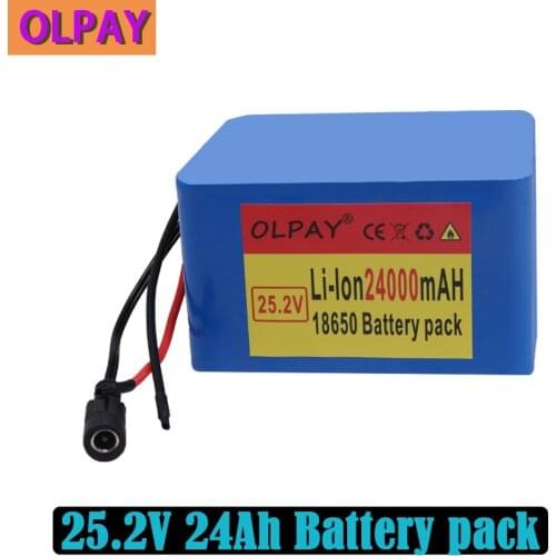 New 6S5P 24V 24Ah 25.2V lithium battery pack batteries for electric motor bicycle ebike scooter wheelchair cropper with BMS