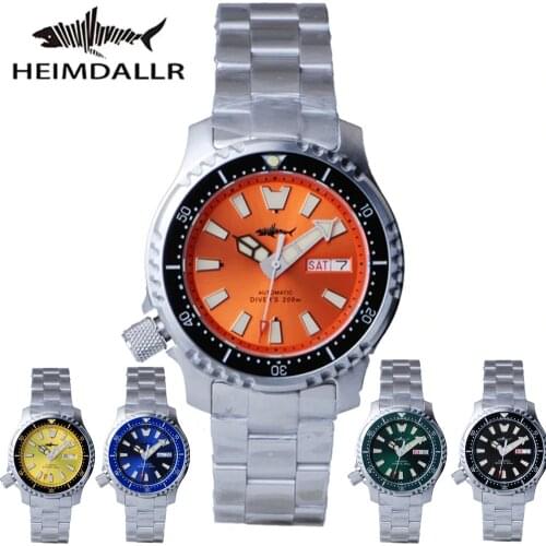 HEIMDALLR Sharkey 62mas Automatic Watch Men NH36A Mens Mechanical Watches Sapphire Super C3 Luminous Dial 200M Diver Watch