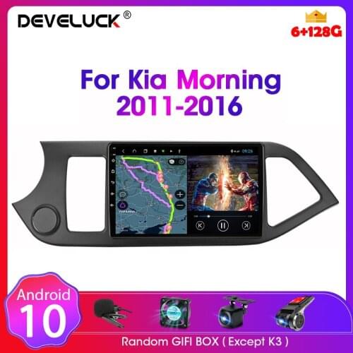 Develuck 9" Android 10 Car Radio Multimedia Player Navigaion GPS 2 din Stereo DVD Head unit For KIA PICANTO Morning 2011 - 2016