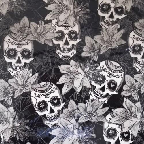 0.5mX2m skull with flower pattern hidrografik film CSKW070 water transfer aqua print film