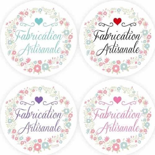 DouxArt 100 Pieces Stickers Fabrication Artisanale, 40mm Handmade Garland Wedding Birthday Baptism Communion Party Seal Labels