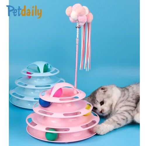 Cat Track Toy For Indoor Cats - 4-Level Turntable Ball Interactive Pet Kitten Toy,Funny Training Exercise Cat Teaser toys,best