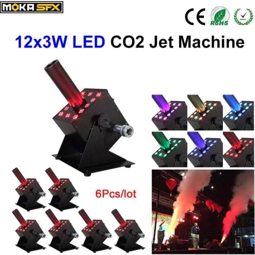 6 Piece MOKA CO2 Cryo Jet Machine Single Tube DMX LED Co2 Jet Machine Up To 8-10Meter Spray Height