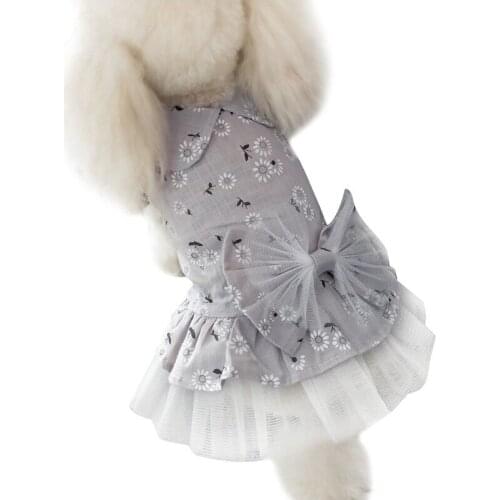 Summer Floral Pink Dog Dresses Puppy Clothes Girl Yorkie Pet clothes for Dog Poodle Dresses Chihuahua Clothes Flanul Dog Clothes