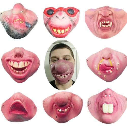 Adult Party Mask Latex Clown Cosplay Half Face Scary Horror Mask Masquerade Halloween Party Decoration