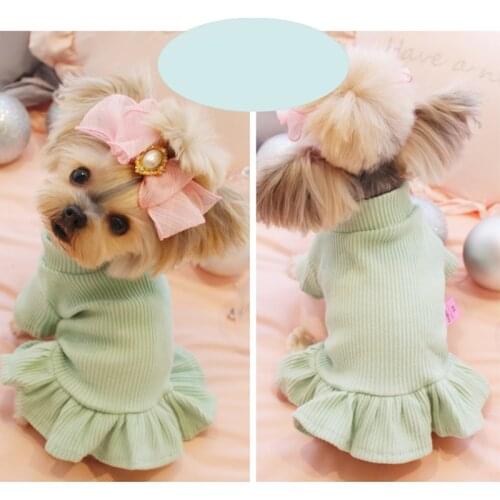 Cute Dog Party Wedding Dress Cat Pet Skirt Sweater Dress for Small Dog Girls Summer Cotton Base Shirt Clothes Costume
