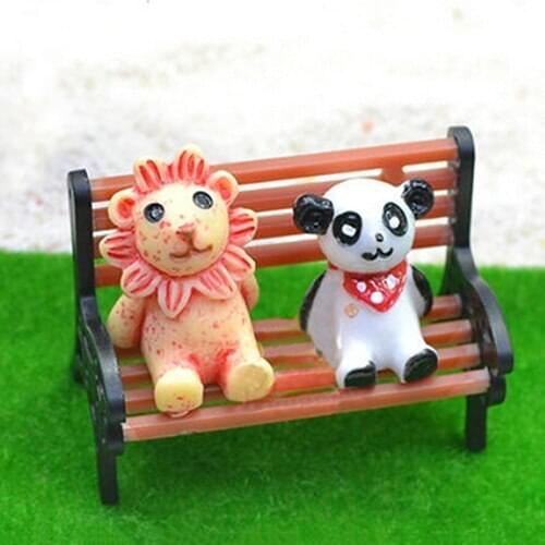 Mini Garden Ornament Miniature Park Bench Craft DIY House Decor Bench Model Home Decoration Resin Embellishments