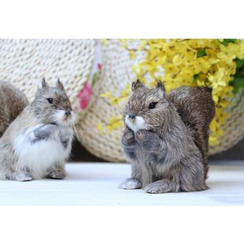 Blesiya Mini Squirrels Model Statue Home Garden Decor Lifelike Animals Doll