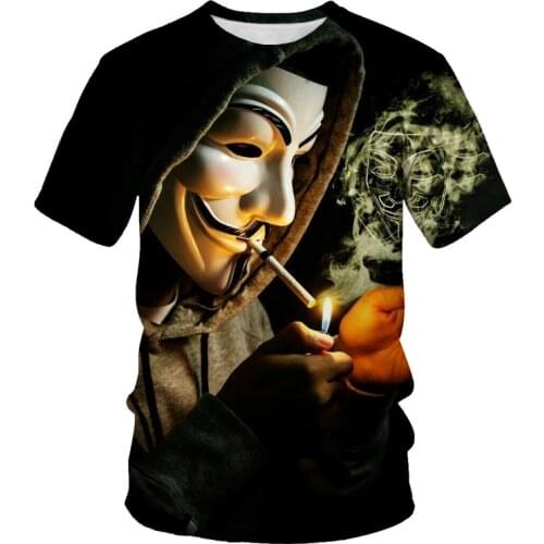 2021 summer fashion new papyrus overlapping 3D printing mens short-sleeved trend casual T-shirt apparel