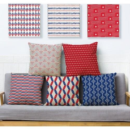 Nordic Simple Geometric Print Cushion Cover Linen Throw Pillow Covers 45*45cm Square Pillows Cases Sofa Home Decor Pillowcase