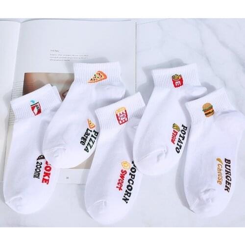 Japanese Harajuku Kawaii Funny Socks Spring and Summer New Cartoon Fries Burger Pure Cotton Leisure Women Socks 11902