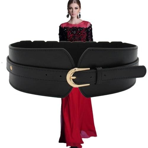 New Retro Women Waistband Decoration skirt Wide Belt Simple style Catwalk shows elastic band behind the obi rivets is elastic