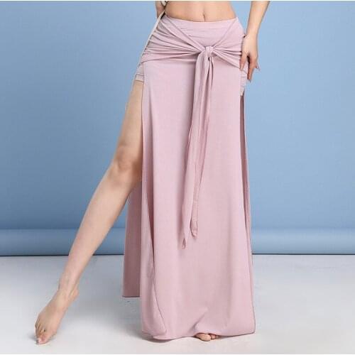 New Belly Dance Beginner Skirt Solid Color Belly Dancing Skirt Woman Sexy Split Long Skirt Oriental Ethnic Performance Costumes