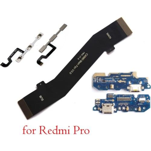 Original power on off volume side button strip main mainboard micro USB charging board with microphone for Xiaomi Redmi Pro