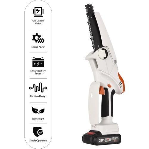 21V Electric Saw Cordless Chainsaw 6 Inch for Gardening Pruning Trimming Portable Rechargeable Saw Wood Cutter Garden Tool