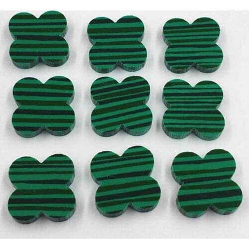 Flat Four Leaf Clover Synthetic Malachite Stone Cabochons CABs Jewelry 10mm 12mm 14mm 16mm 18mm Cabochon DIY Crafts Undrilled