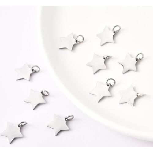 10pcs Five-Pointed Star DIY Pendant Accessories for Jewelry Making and Crafting Silver