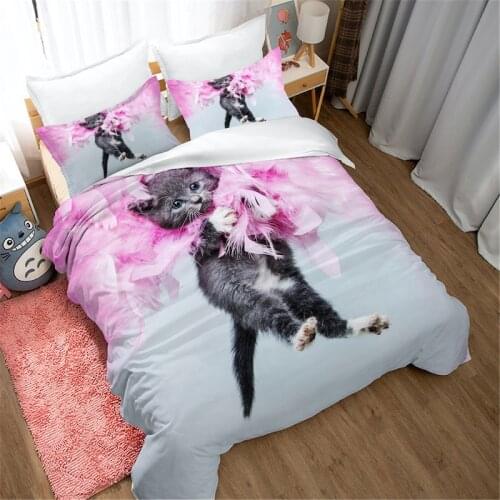 Kids Bedroom Bedding Cartoon Cats Duvet Cover Set Cute Pet Bed Linen Set Twin Full Queen King Double Quilt Cover Dropshipping