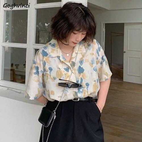 Shirts Women Print Retro Summer Loose Students All-match Soft Leisure Harajuku Hot Sale Daily Y2K Clothing Ladies Street Ins New