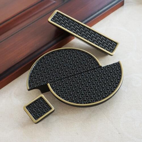 Zinc Alloy Handle for Furniture Kitchen Cabinet Cupboard Pull Black Knob brown edge Drawer Door Semicircle Knob and Handles