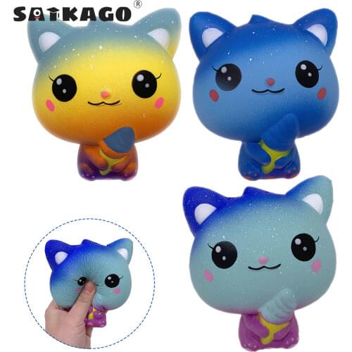 Satkago Cartoon Cute Ice Cream Cat Slow Rising Fidget Squishy Squeeze Anti Stress Reliever Anxiety Toy