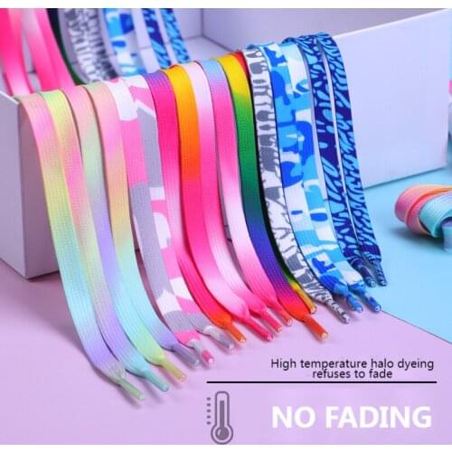 Flat Shoelaces Rainbow Colour Shoe Laces Casual Canvas Shoes Colorful Shoelace Print Gradient Mens And Womens Universal 1 Pair
