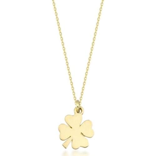 Symbol Gold Clover Gold Necklace Minimal Design Elegant Fashion Choker Delicate Party Lady Dainty Lucky Protect Belief Gift