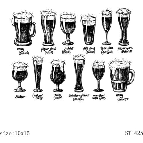 AZSG Different Beer Tumbler Clear Stamps For DIY Scrapbooking Decorative Card making Craft Fun Decoration Supplies 10x15cm