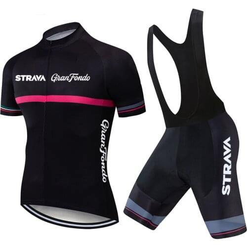 STRAVA New 2021 Men Cycling Jersey Summer Short Sleeve Set Maillot 20D Bib Shorts Bicycle Clothes Sportwear Shirt Clothing Suit